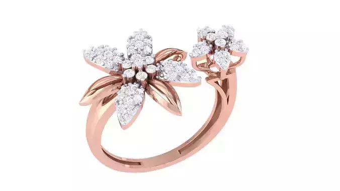 High Jewelry Flower Diamond Ring 3dm renders 