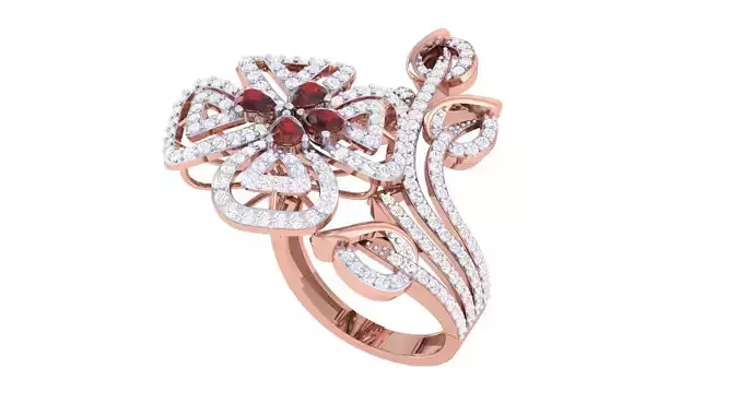 High Jewelry Flower Diamond Ring 3dm renders 