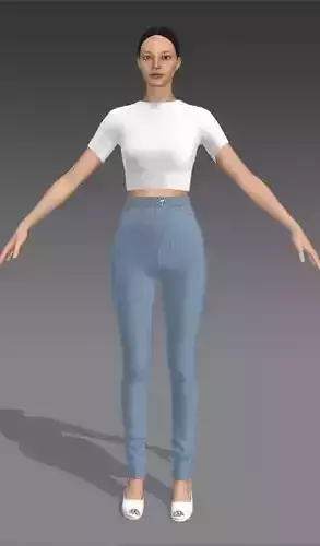  white blouse and denim pant 