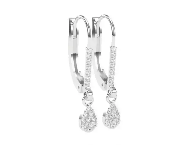 Hook Drop Earring Diamond White Gold AN-2308-061