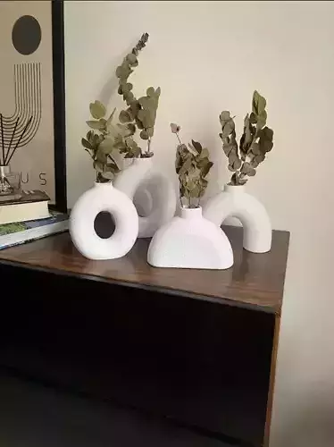 SET OF 4 DONUT VASES BOHO NORDIC MINIMALIST BOHEMIAN 3D PRINT