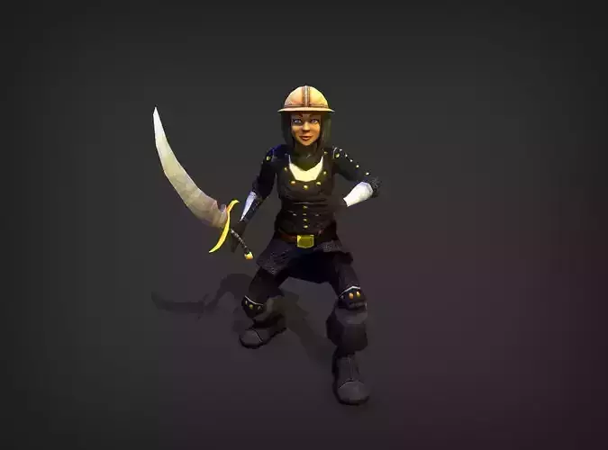 Blademaster Model person holding sword Low-poly 3D model