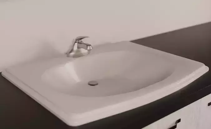 Counter Mounted Bathroom Sink 3D model