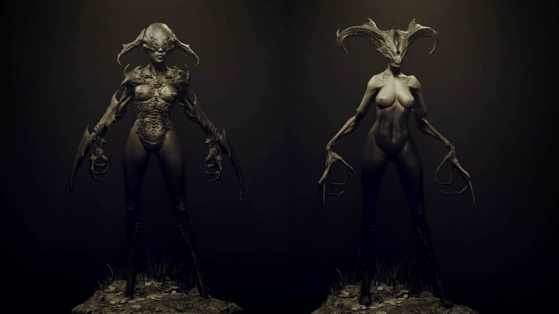50 DEMONESS HEADS 3D model_4