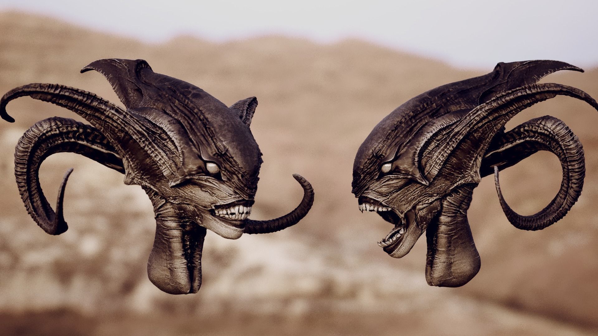 50 DEMONESS HEADS 3D model_40