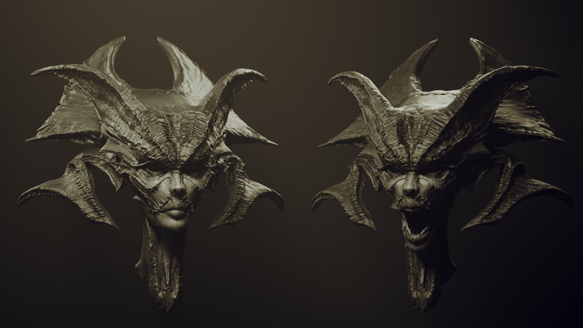 50 DEMONESS HEADS 3D model_10