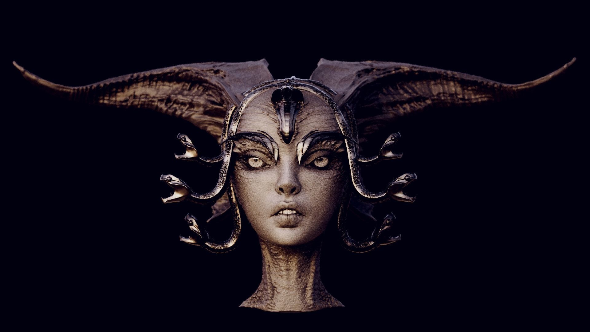 50 DEMONESS HEADS 3D model_11