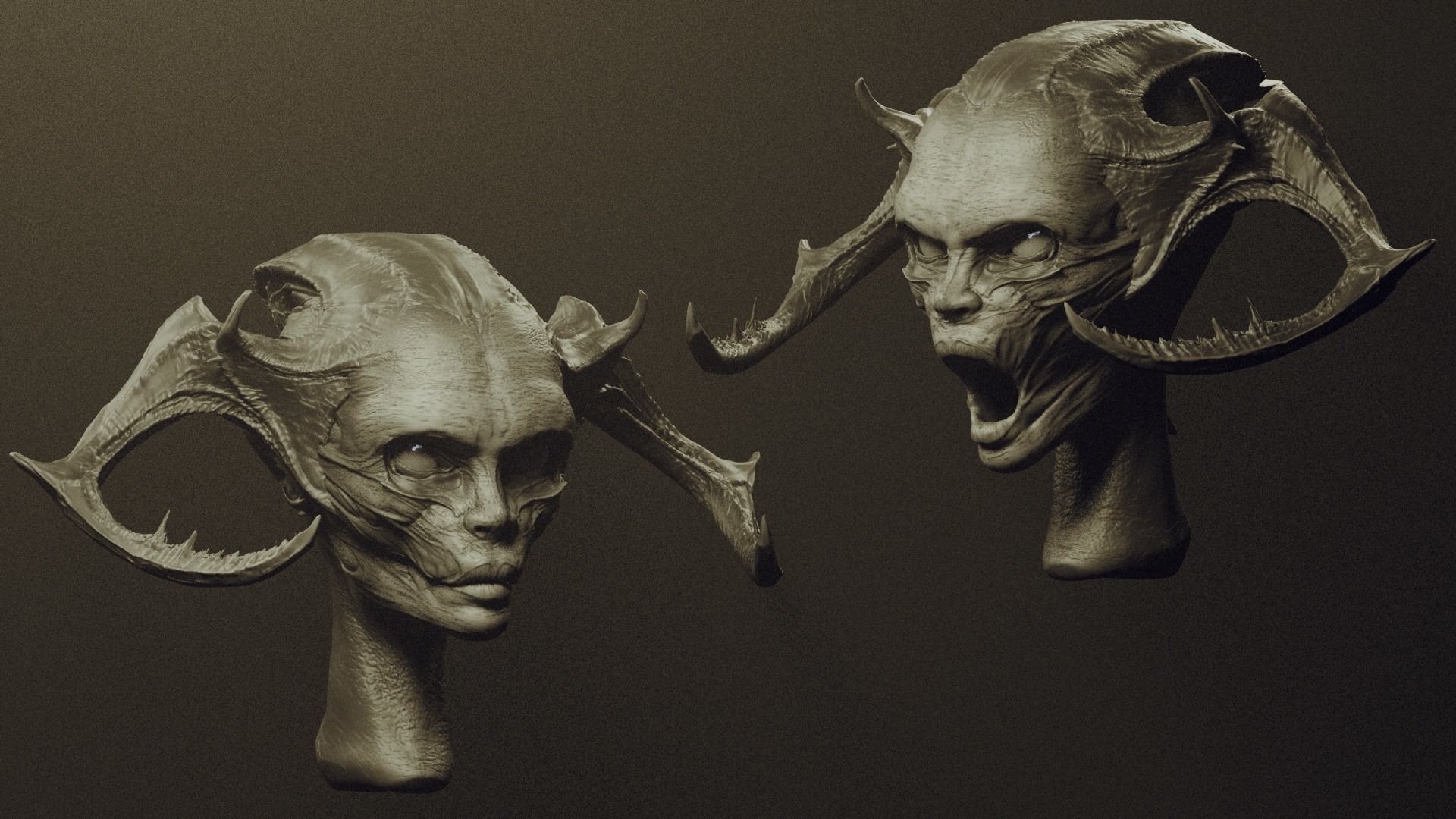 50 DEMONESS HEADS 3D model_61