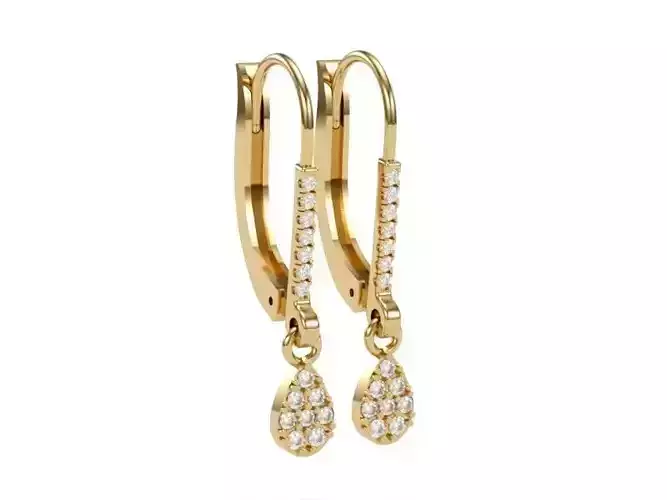 Hook Drop Earring Diamond Yellow Gold AN-2308-061
