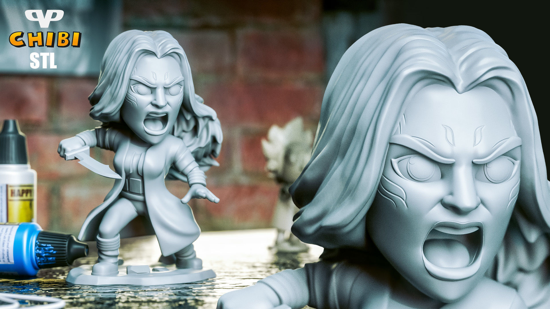 Gamora Chibi STL for 3D Printing ChibiSTL 3DXM 3D print model_2