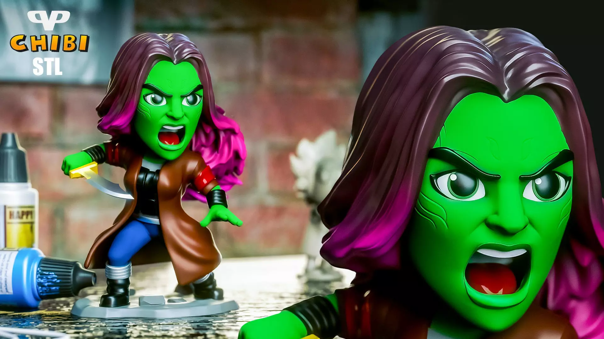 Gamora Chibi STL for 3D Printing ChibiSTL 3DXM 3D print model_0
