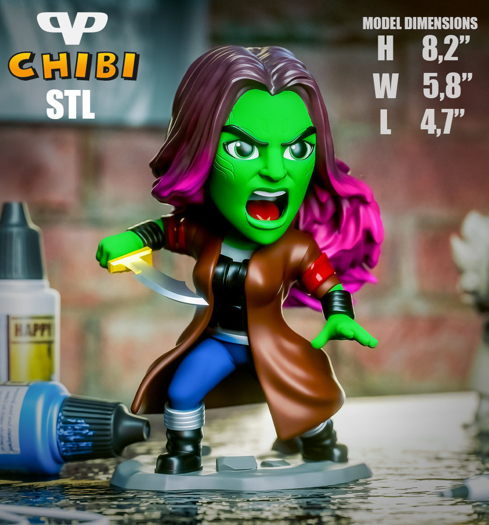 Gamora Chibi STL for 3D Printing ChibiSTL 3DXM 3D print model_3