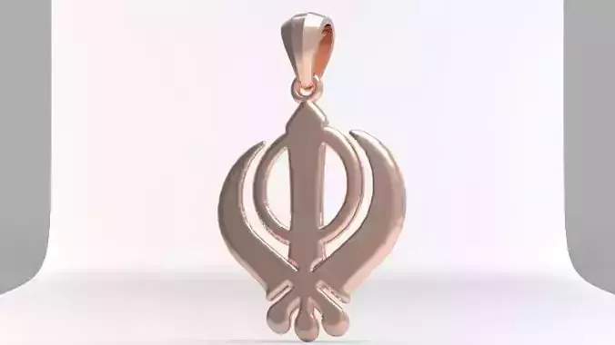Sikh Khanda Punjabi Kirpan Sword Symbol Pewter Pendant 3D print model