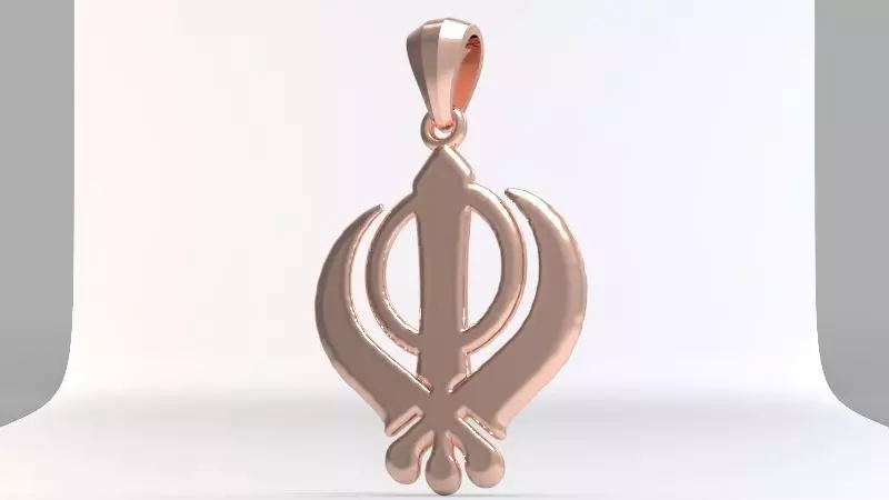Sikh Khanda Punjabi Kirpan Sword Symbol Pewter Pendant 3D print model