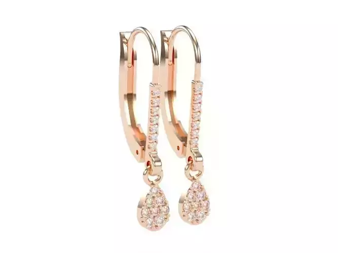 Hook Drop Earring Diamond Rose Gold AN-2308-061