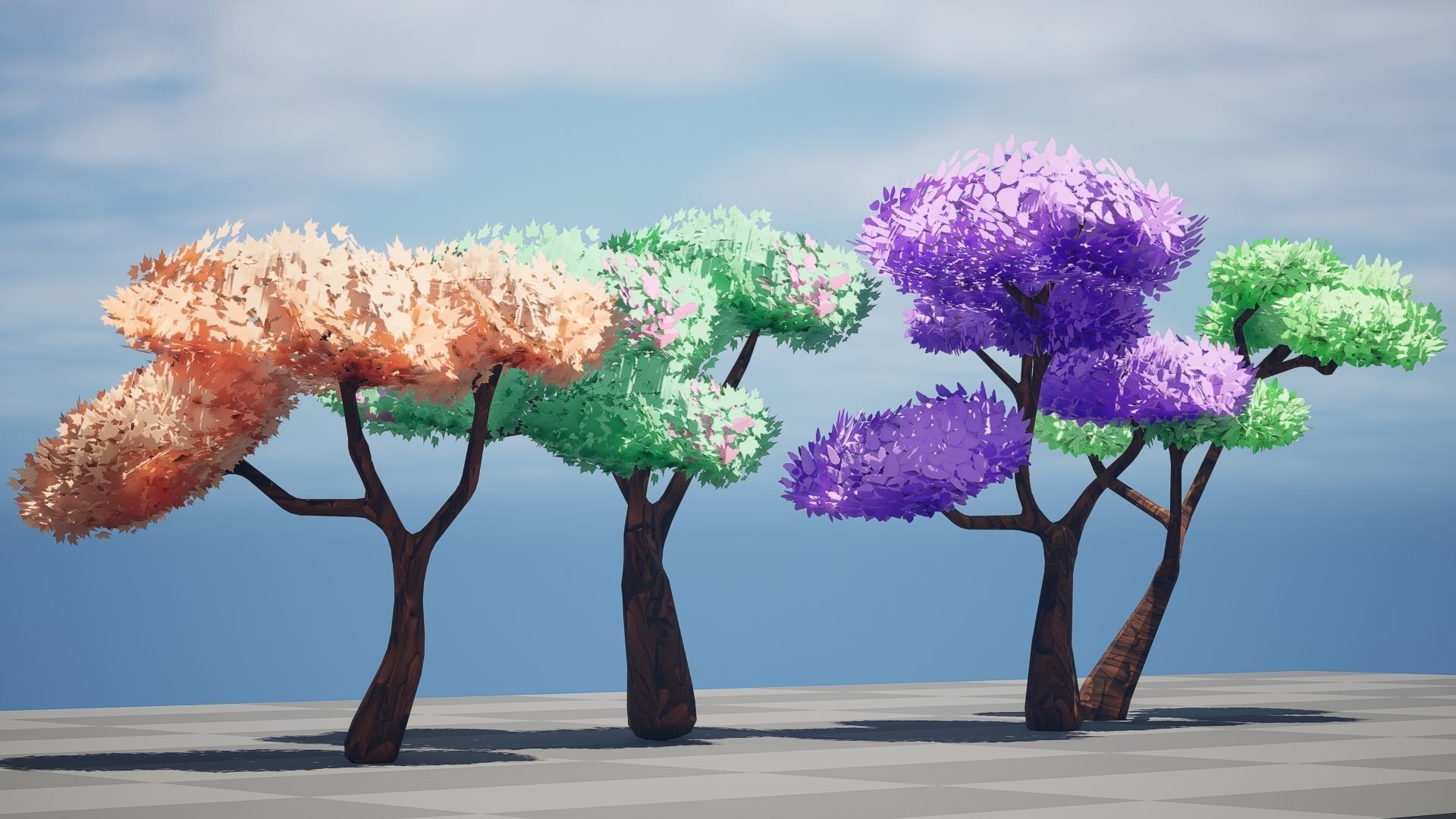 Stylized trees 3d model Low-poly 3D model_2