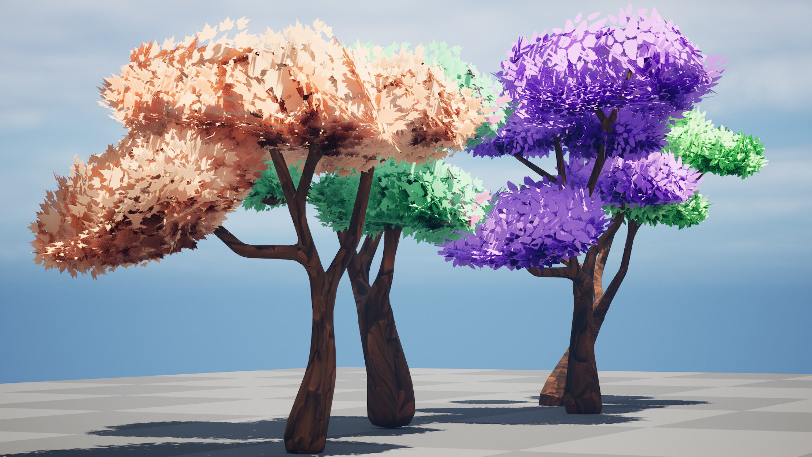 Stylized trees 3d model Low-poly 3D model_3
