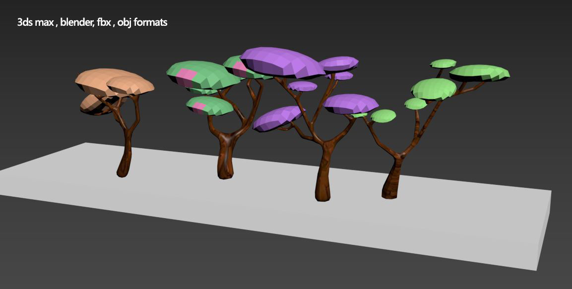 Stylized trees 3d model Low-poly 3D model_8