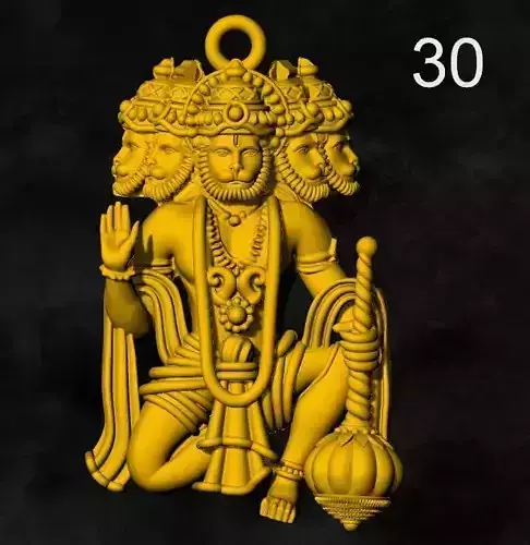 chaturmukha anjaneya hanuman gold silver locket pendent
