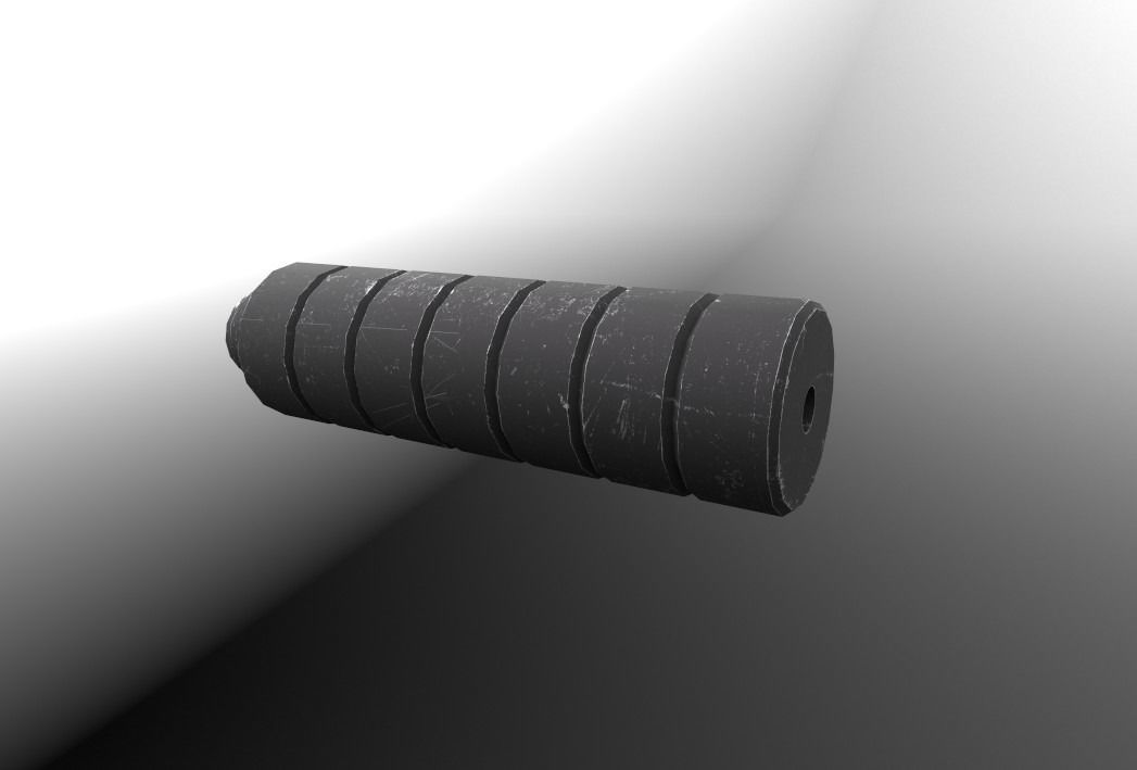 Rifle silencer  Low-poly 3D model_1