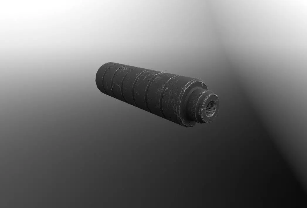 Rifle silencer  Low-poly 3D model_0