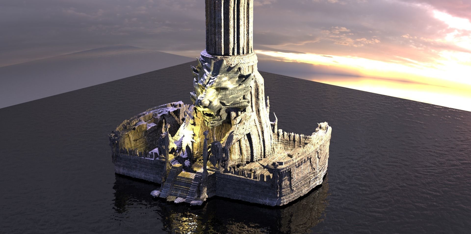 Jaguar Tower Monument Full  3D model_6