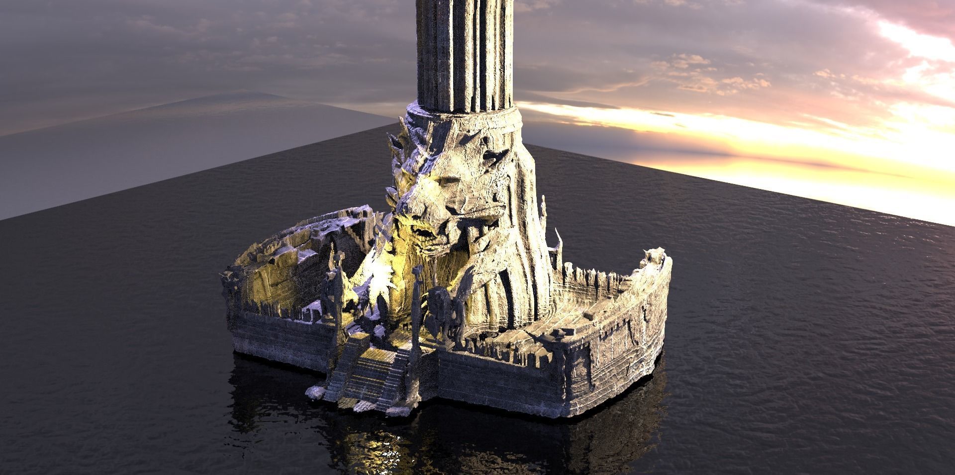 Jaguar Tower Monument Full  3D model_4