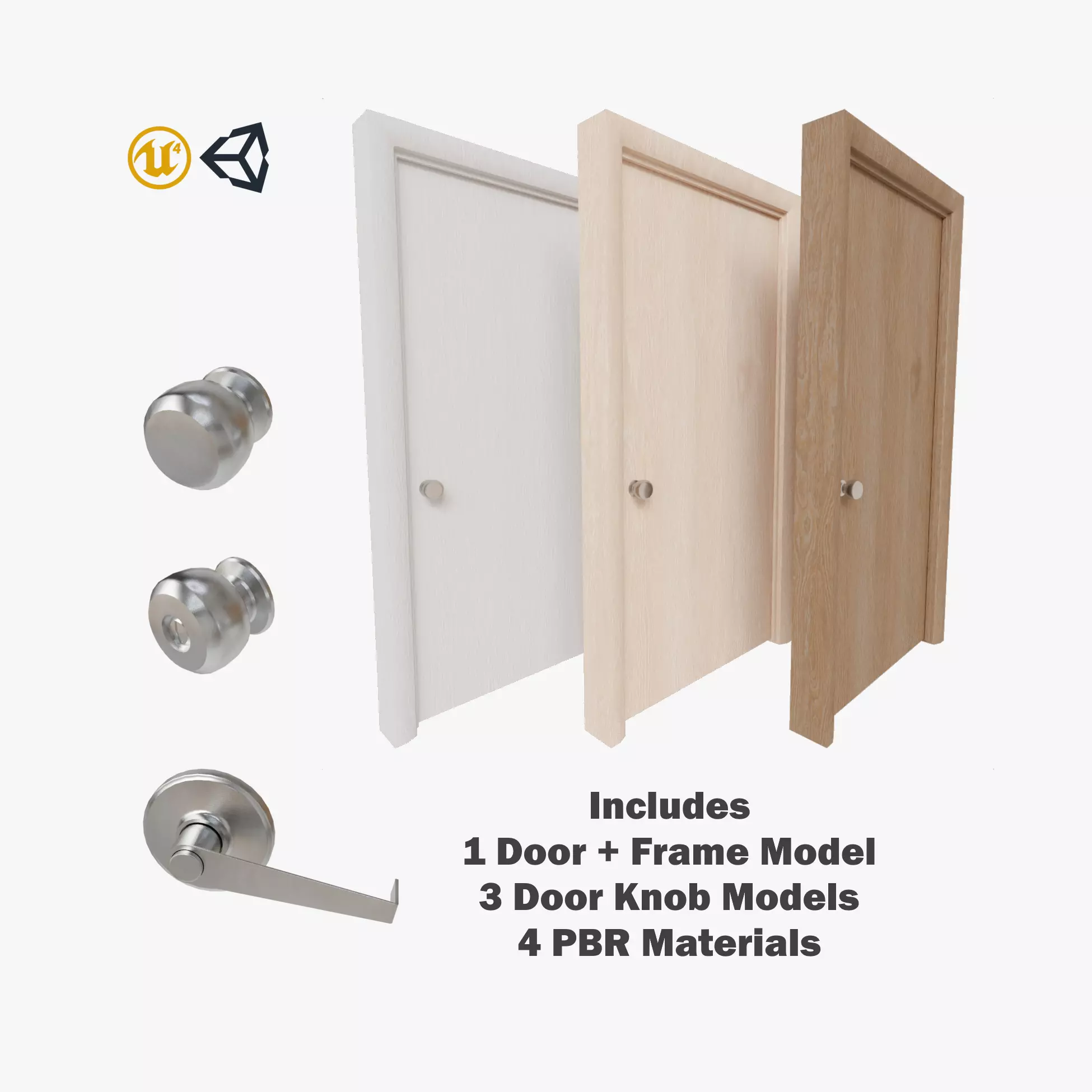 Basic Interior Door Low-poly 3D model_0