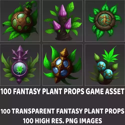100 Fantasy Plant Props Game Asset