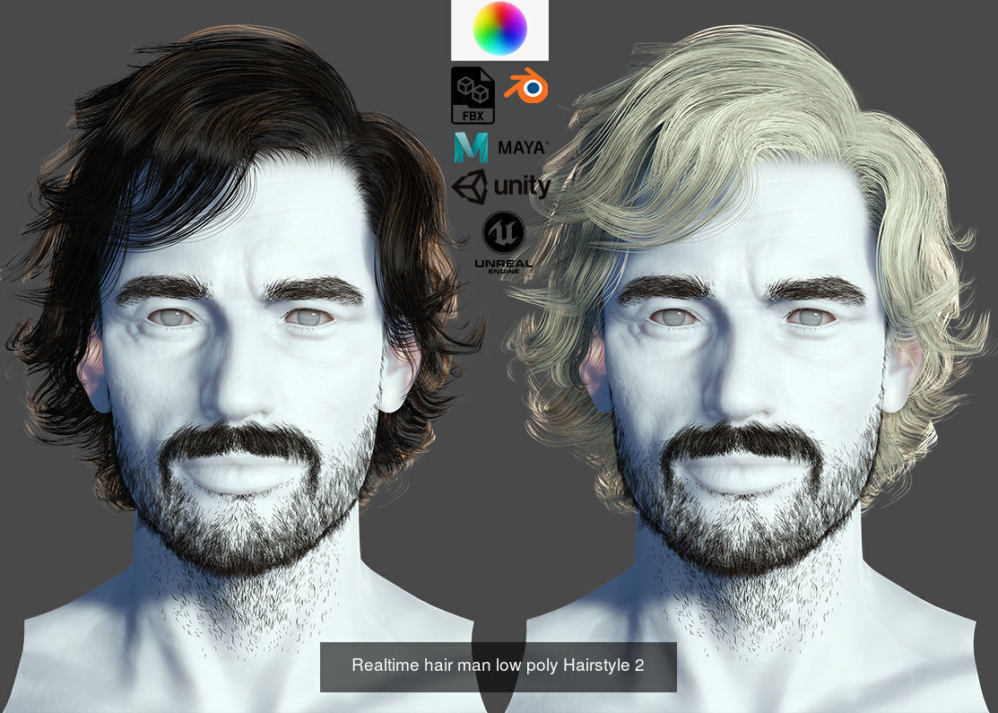 10 Male hair pack hair card Pack  1 3D Model Collection_11