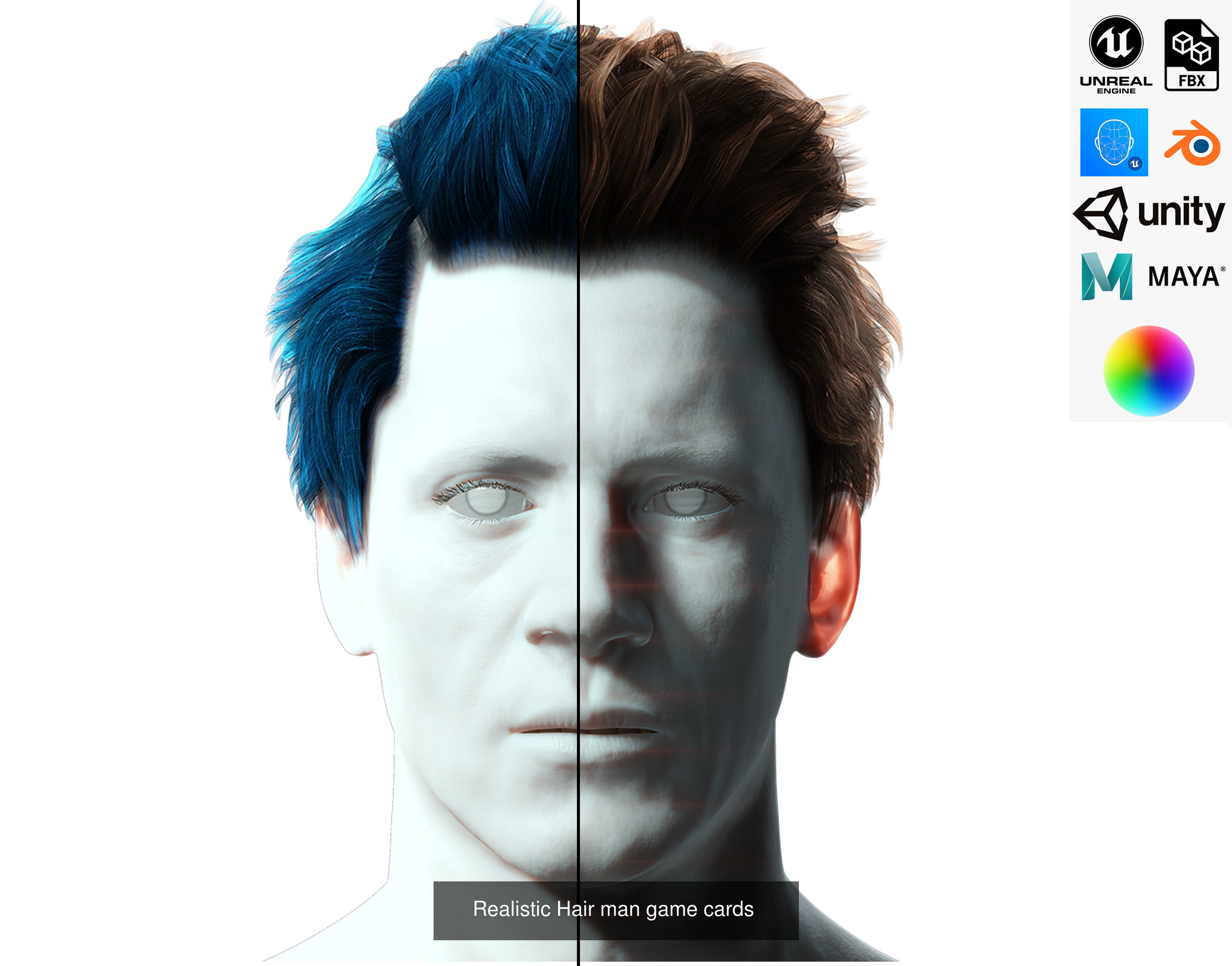 10 Male hair pack hair card Pack  2 3D Model Collection_6