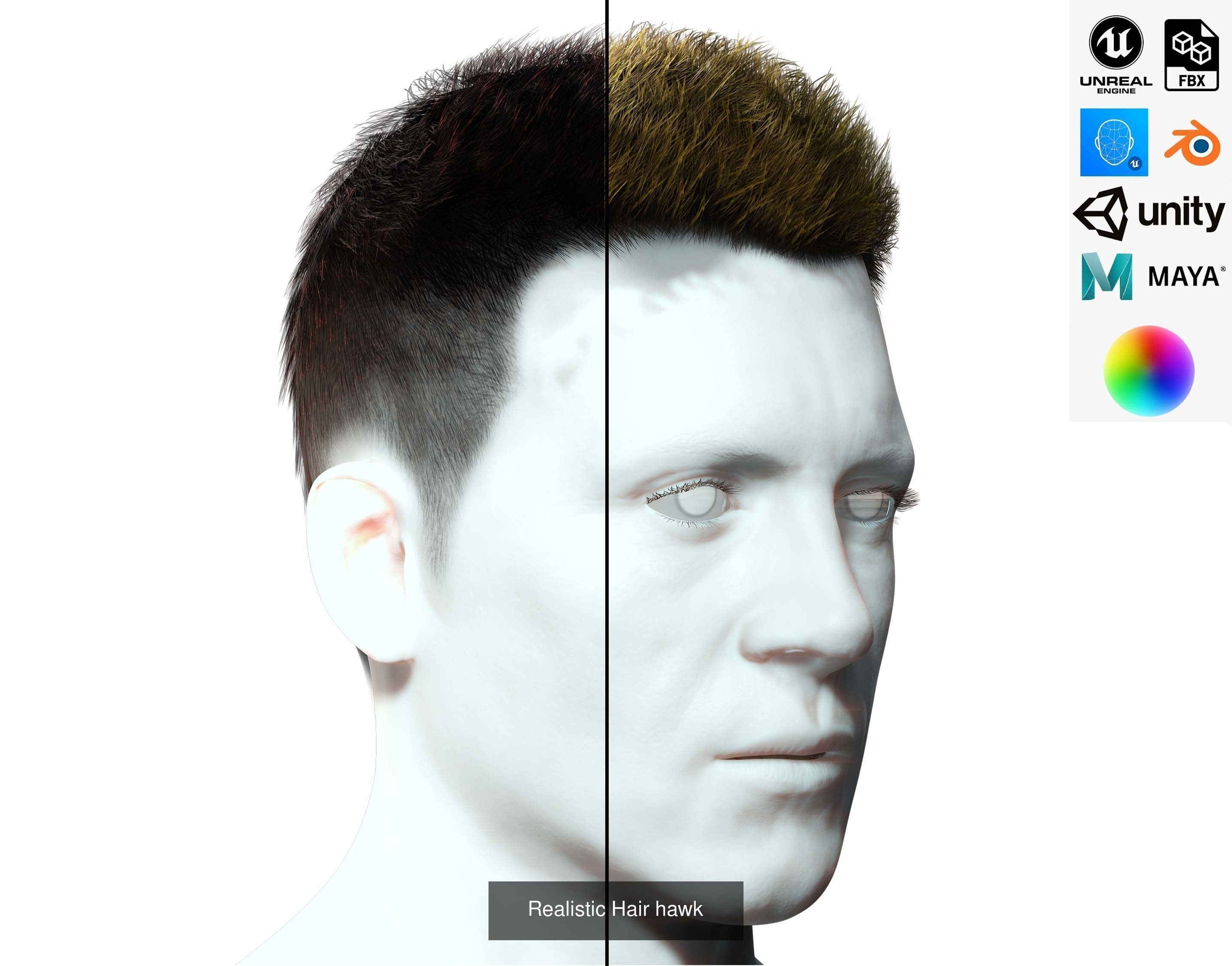 10 Male hair pack hair card Pack  2 3D Model Collection_5