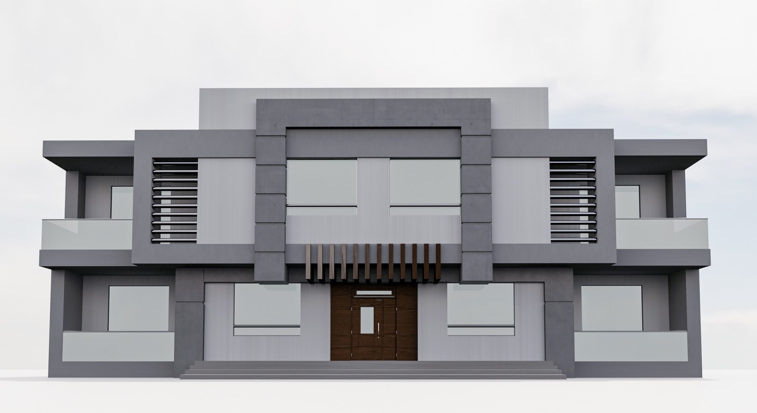 Modern Building N43 3D model_2