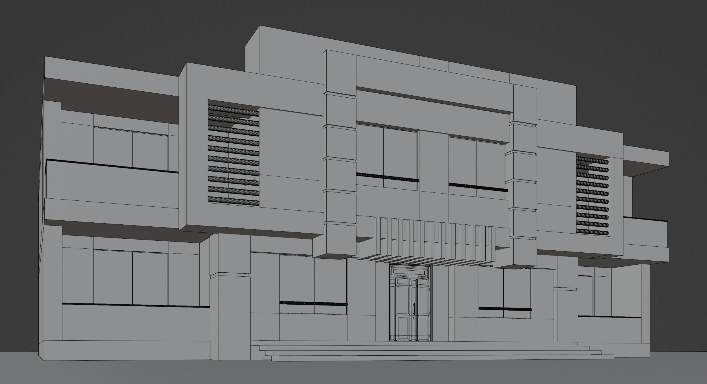 Modern Building N43 3D model_3