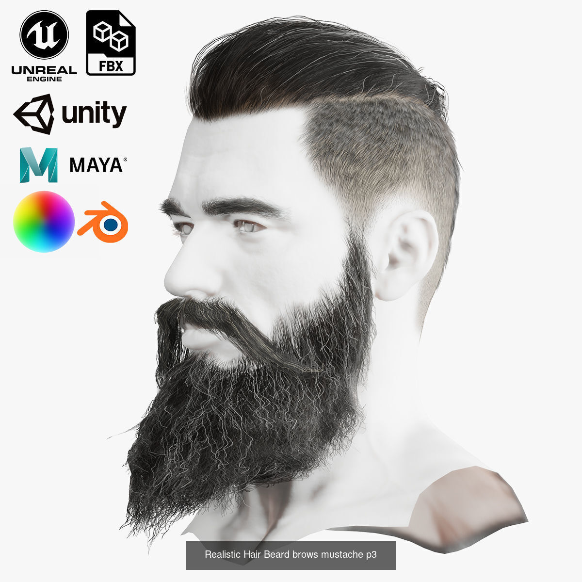  mega pack Male hair card 3D Model Collection_14