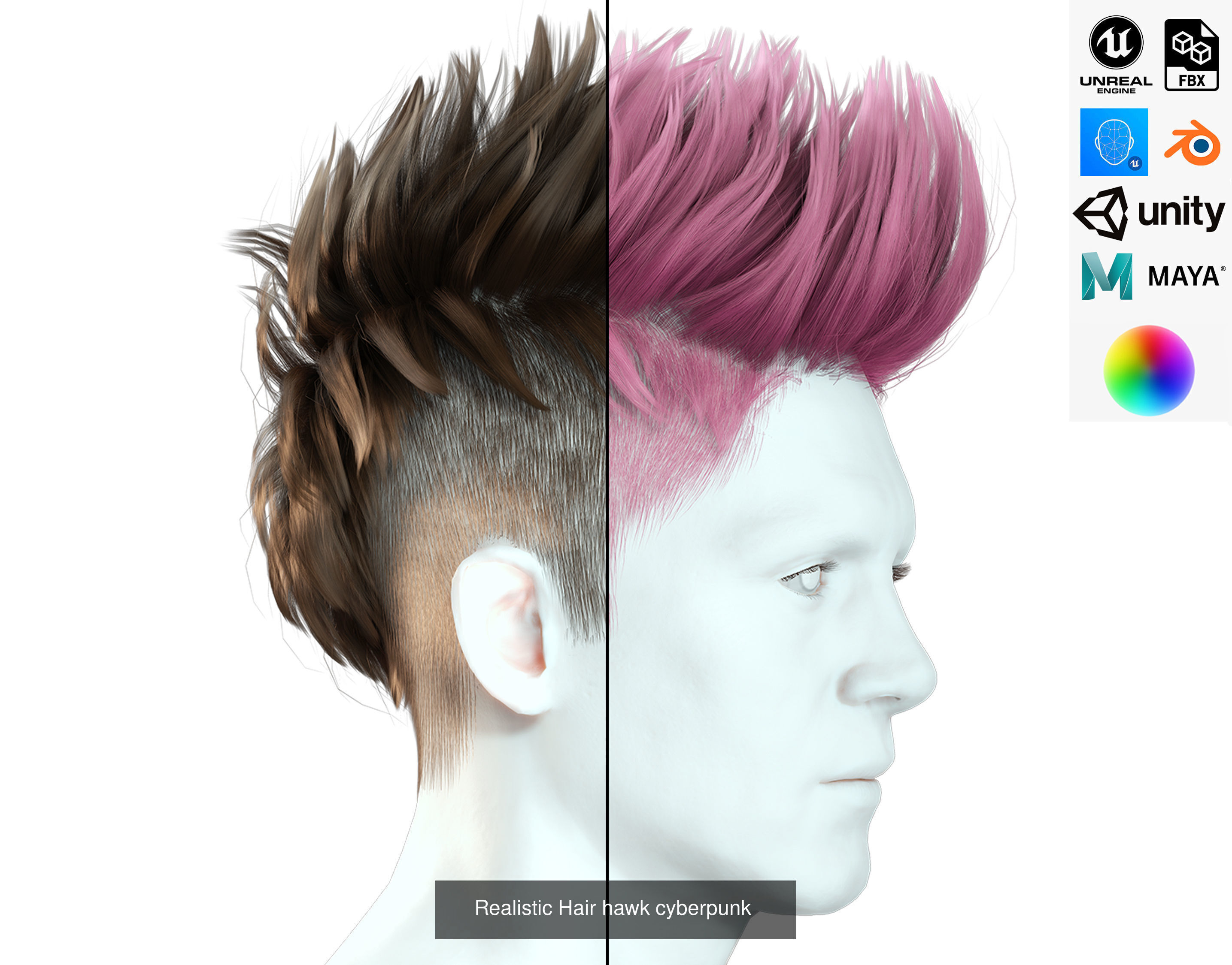  mega pack Male hair card 3D Model Collection_36