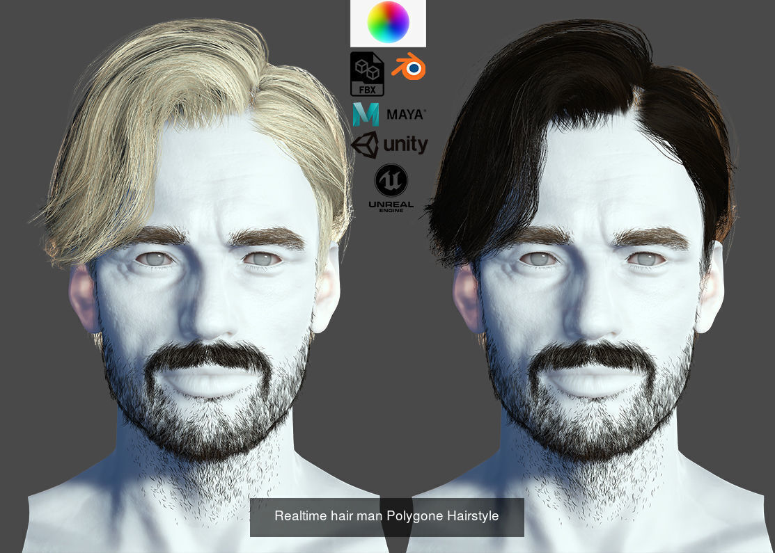  mega pack Male hair card 3D Model Collection_21