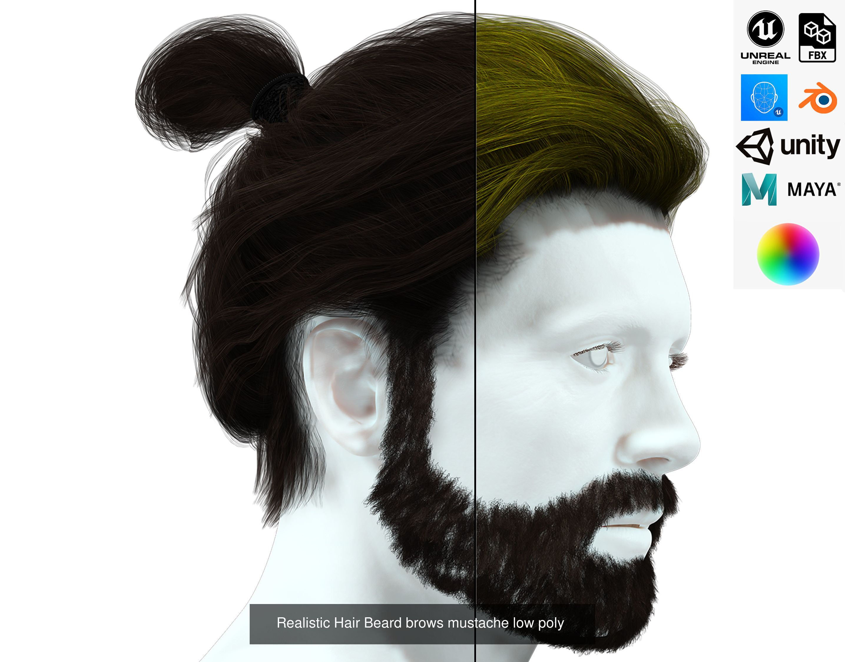  mega pack Male hair card 3D Model Collection_27