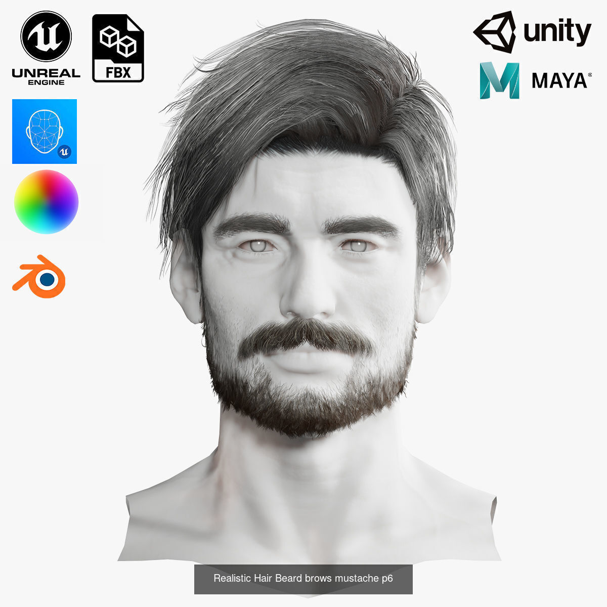  mega pack Male hair card 3D Model Collection_17