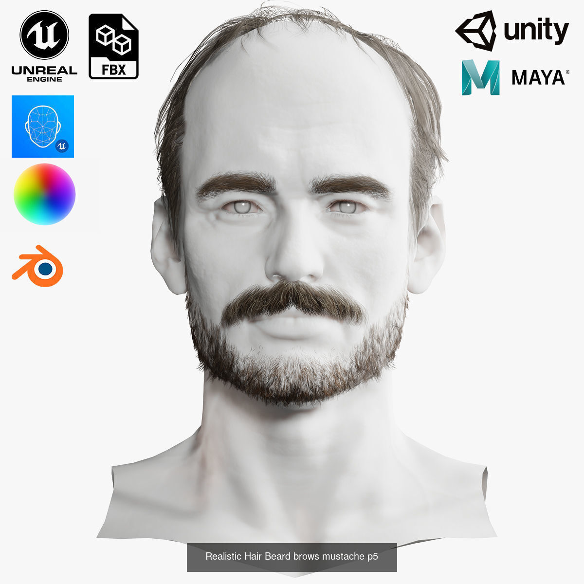  mega pack Male hair card 3D Model Collection_16