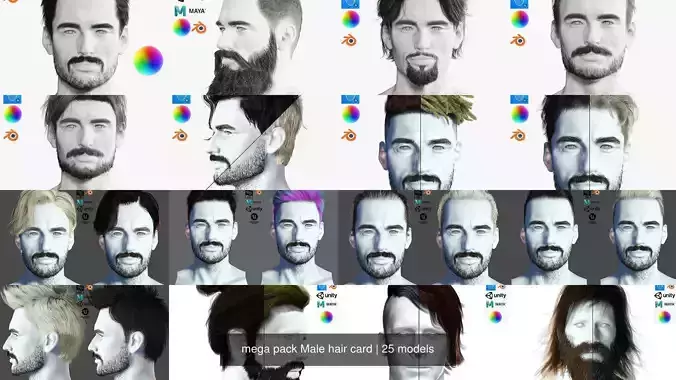  mega pack Male hair card