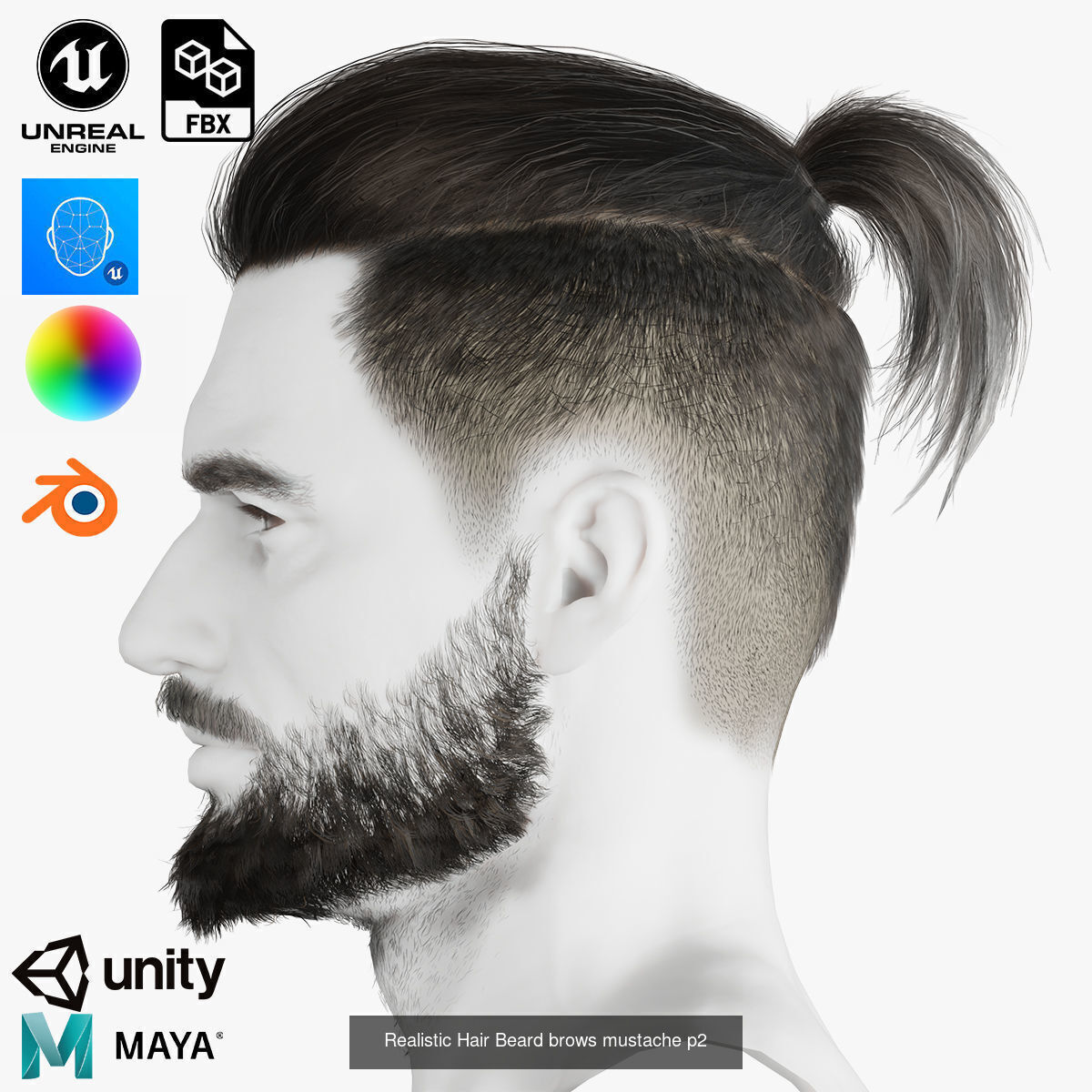  mega pack Male hair card 3D Model Collection_13