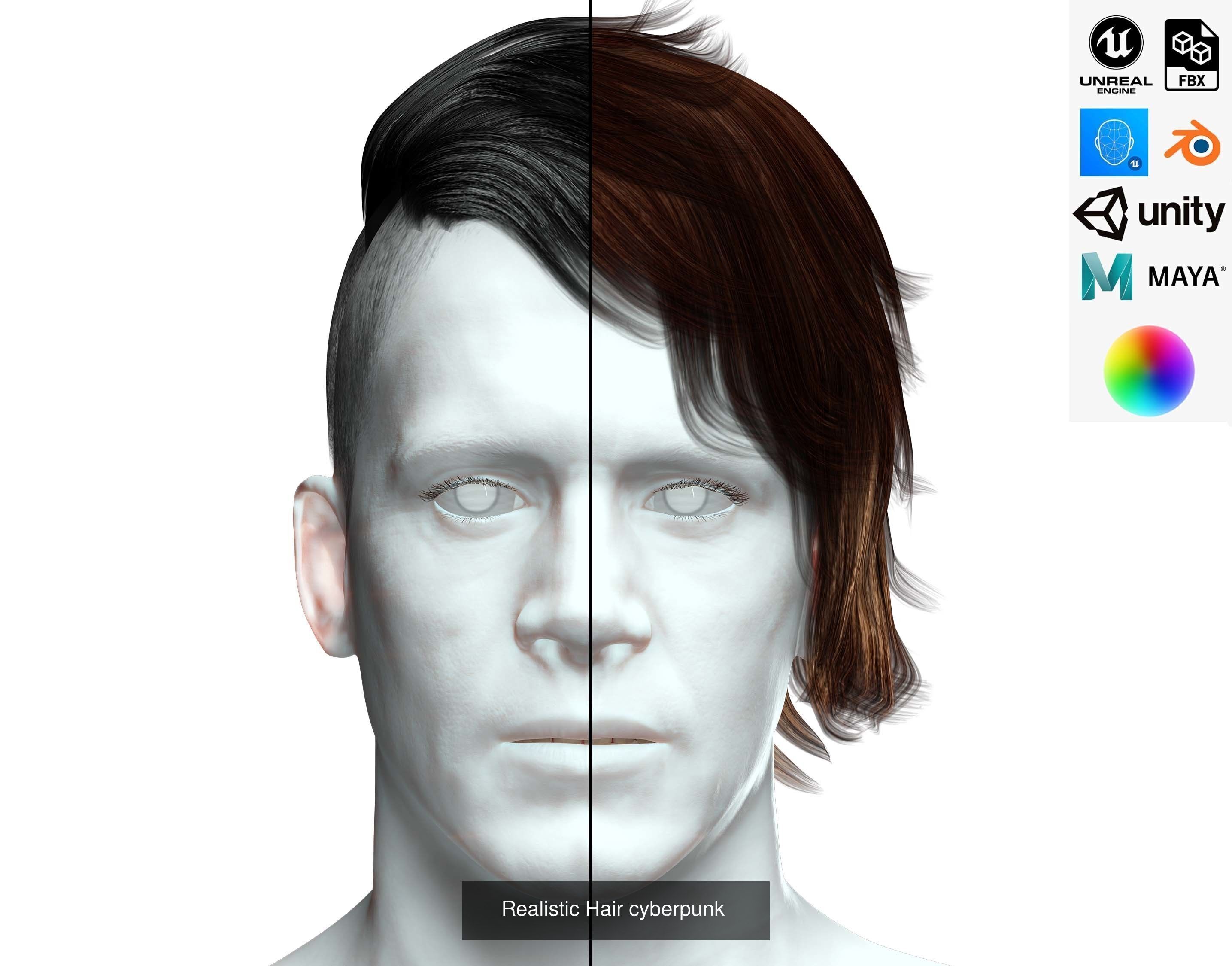  mega pack Male hair card 3D Model Collection_28