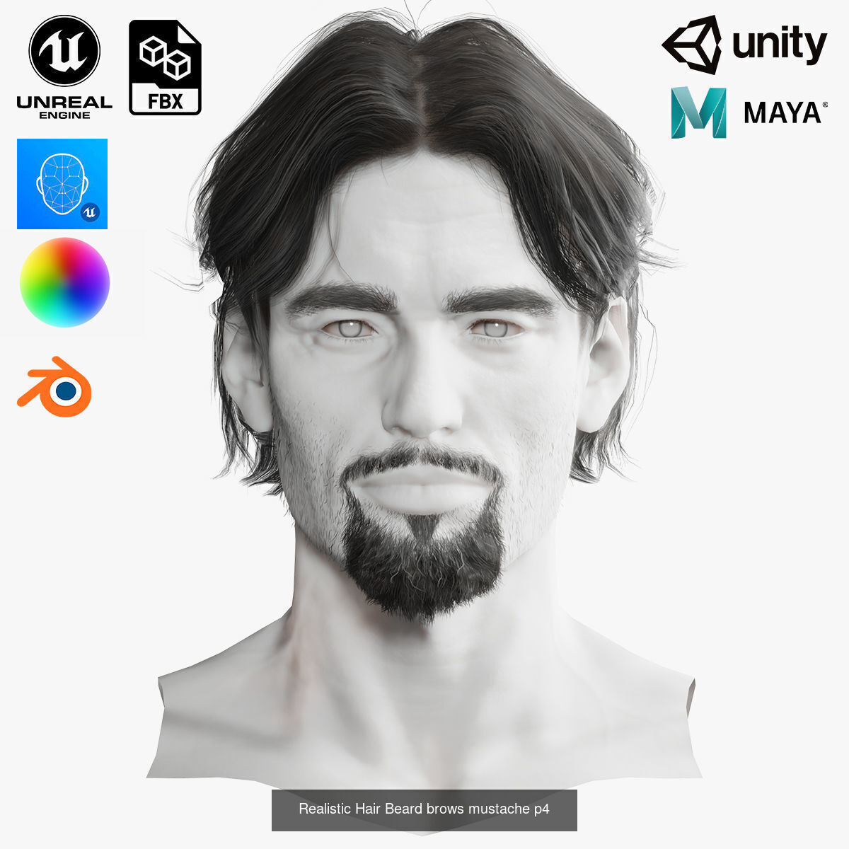  mega pack Male hair card 3D Model Collection_15