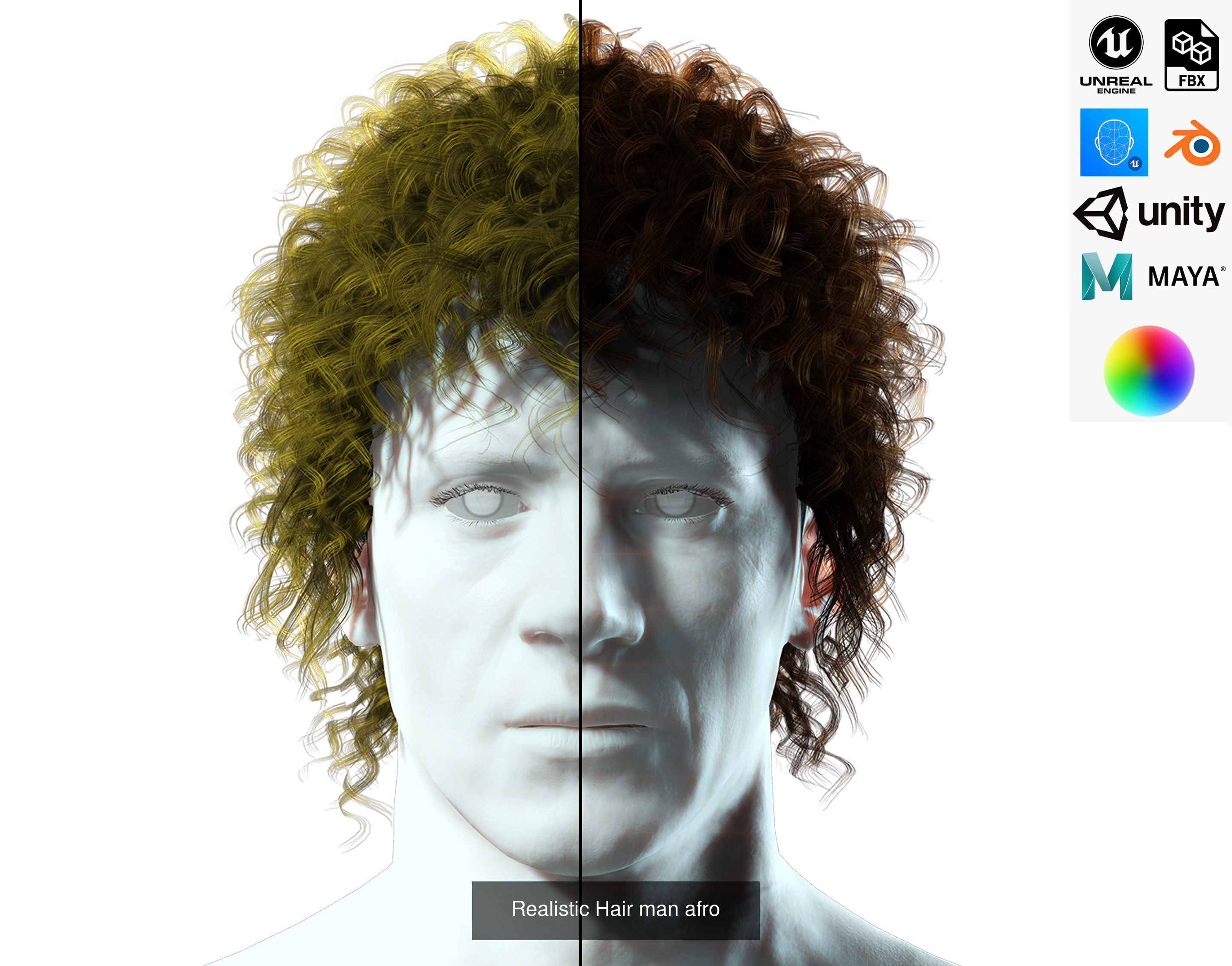  mega pack Male hair card 3D Model Collection_34