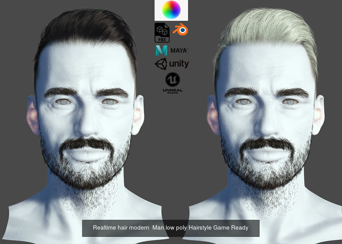  mega pack Male hair card 3D Model Collection_25