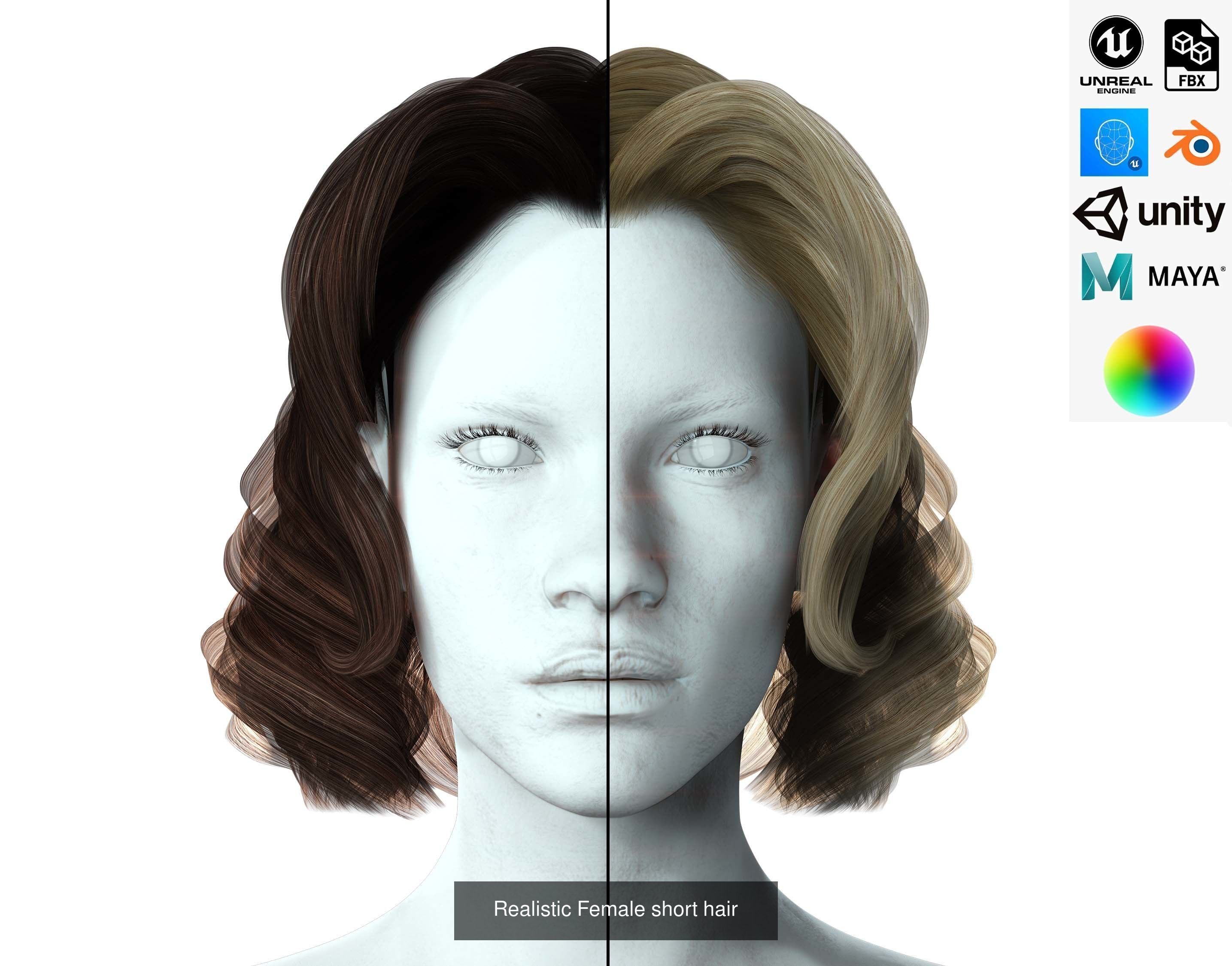 10 female hair pack hair card Pack 1 3D Model Collection_4