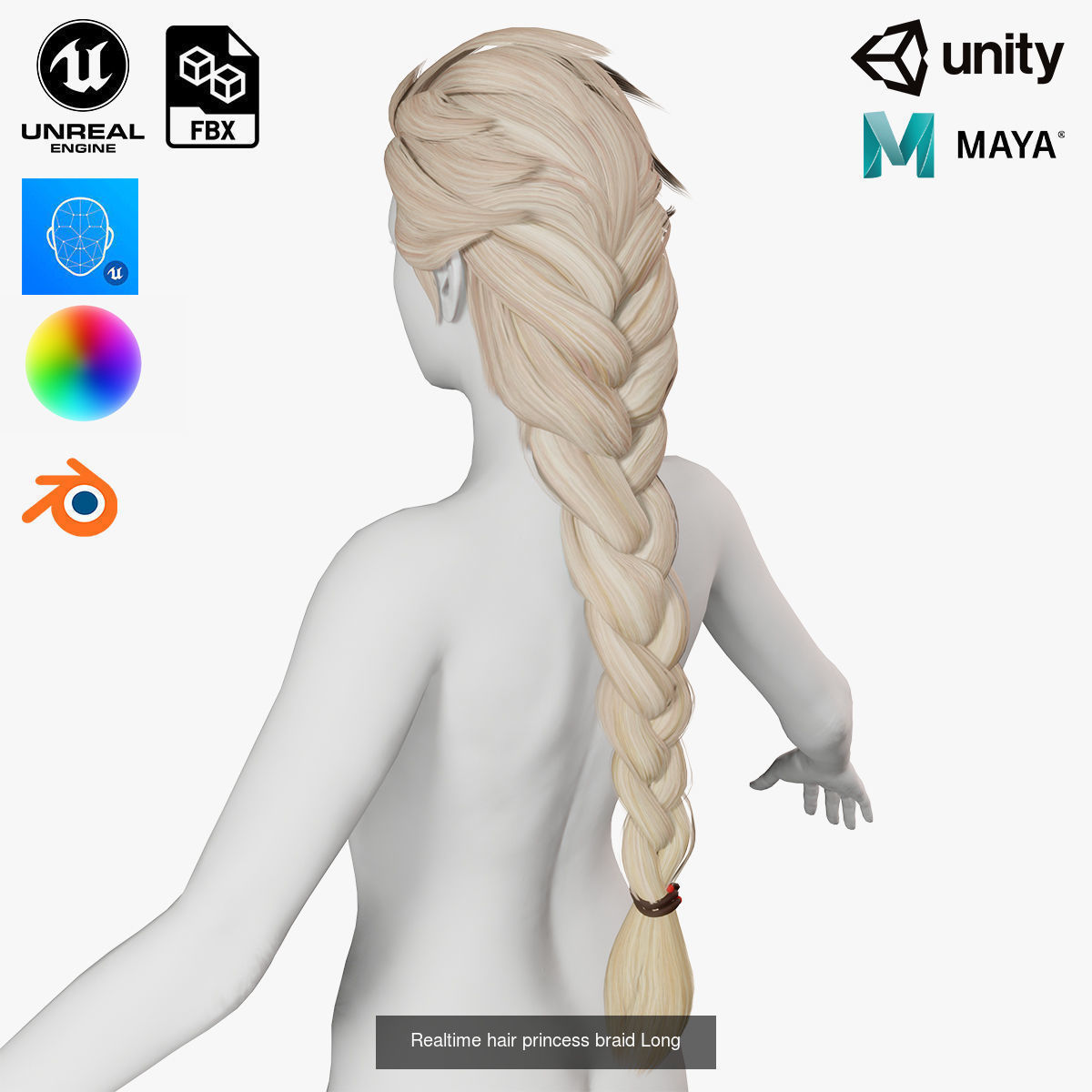 10 female hair pack hair card Pack 3 3D Model Collection_5