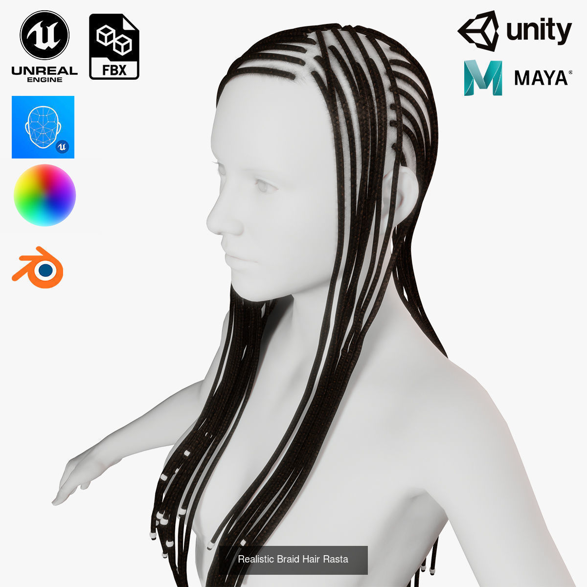 10 female hair pack hair card Pack 3 3D Model Collection_3