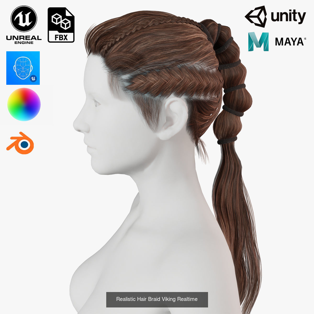 10 female hair pack hair card Pack 3 3D Model Collection_1